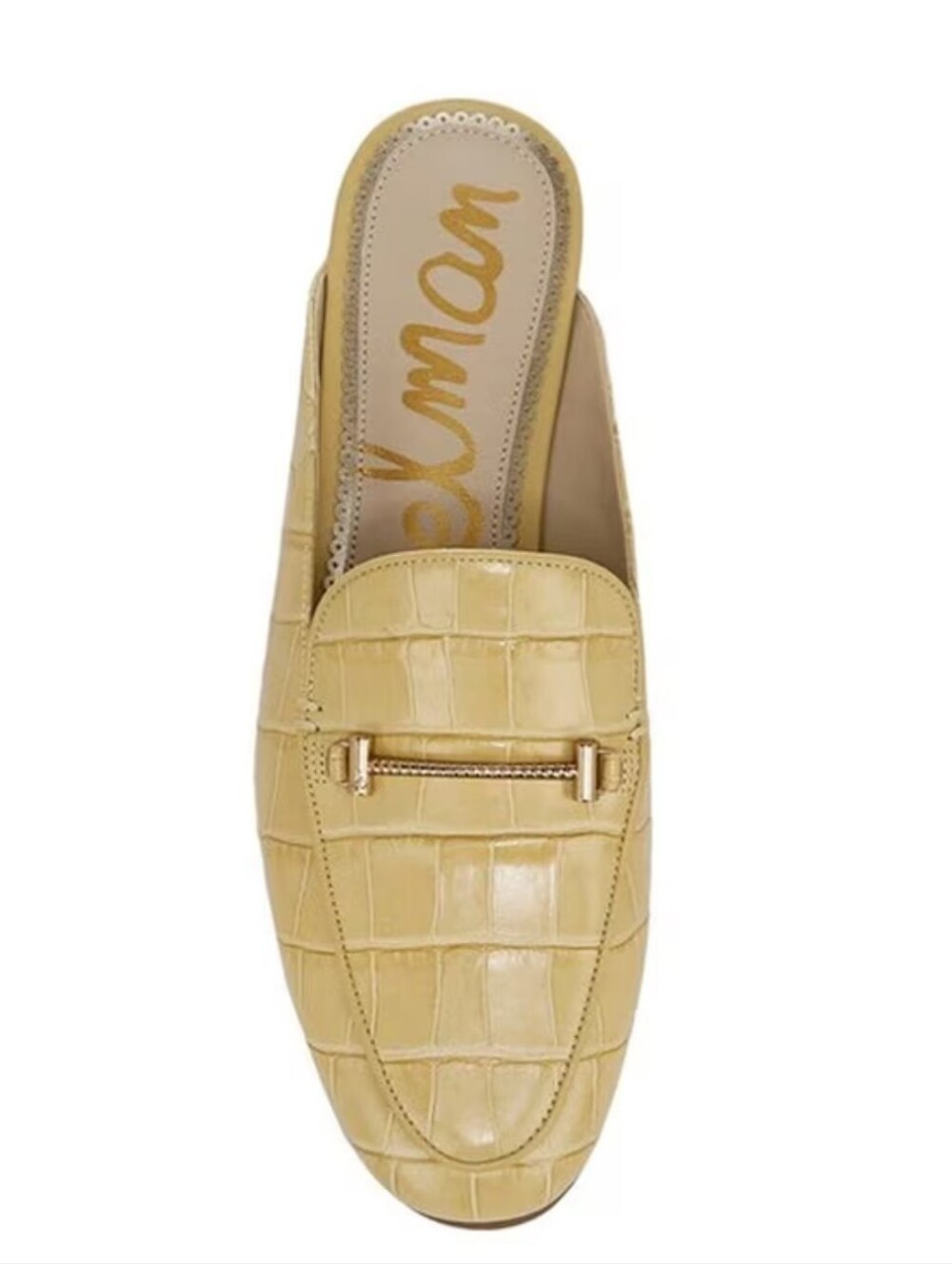 SAM EDELMAN LAURNA CROC EMBOSSED LEATHER LOAFER MULES YELLOW SZ 8.5
